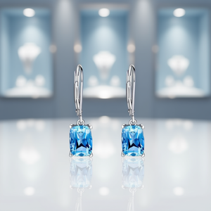 Orecchini Pendenti Classici in Argento 925 con Topazio, Placcati in Rodio, Gioielli da Donna per Uso Quotidiano - Product Image 2