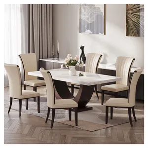 Modern mermer masa yemek odası mobilya ve sandalye seti yemek masaları