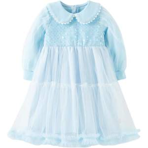 Robe Tutu à paillettes fleur de charme fleuri pour filles robe d'anniversaire bleu rose à col rond pour l'âge 3T-14 ans - Product Image 6