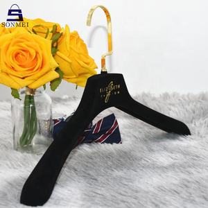 뜨거운 각인 로고 반대로 미끄러짐 의복 옷 우단 까만 걸이 - Product Image 2