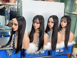 Parrucca Senza Colla con Frangia, Capelli Umani Remy Vietnamiti Grezzi, Doppia Trama, Lisci e Lunghi - Product Image 5