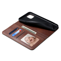 Étui pour téléphone portable en cuir à rabat magnétique, porte-cartes avec fentes pour cartes, pochette de compartiment