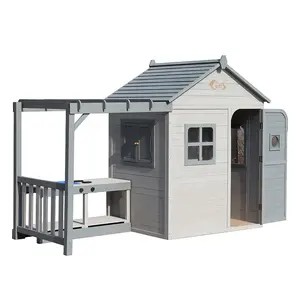 Children Kids Play House Wood Luxury Playhouse With Mud Kitchen Kindergarten Wooden Outdoor Playhouse In Playground