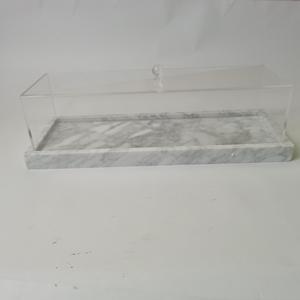 Thanh lịch grey Đen marbleized hạt hình chữ nhật <span class=keywords><strong>Acrylic</strong></span> bánh chủ phục vụ Khay nắp cho bánh đứng Pastry lưu trữ hộp Thùng - Product Image 3