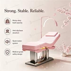 Table <span class=keywords><strong>de</strong></span> massage <span class=keywords><strong>de</strong></span> luxe en acier inoxydable argenté, chauffante, inclinable, 4 moteurs, électrique, pour soins du visage, lit <span class=keywords><strong>de</strong></span> beauté, traitement médical, salon, lit pour extensions <span class=keywords><strong>de</strong></span> cils - Product Image 5