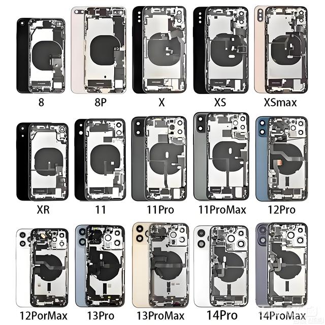 For XR/11/12/13/14/15/16 Pro Max/Plus/Mini Models Phone Back Cover Assembly Cover Housing Middle Frame Glass Material Model