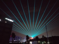 120W IP65 impermeable RGB haz de luz de paisaje al aire libre impermeable cielo láser imagen Landmark DMX Fb4 Software para iluminación de escenario