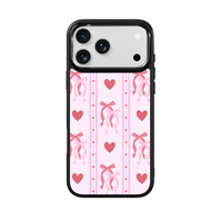Coque de téléphone AG Feeling Black Edge avec motif nœud papillon doré et motif cœur pour iPhone 17, 17 Pro Max, 16 Pro, 15 – Coque magnétique