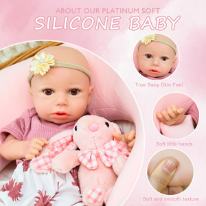 Poupée Bébé <span class=keywords><strong>Reborn</strong></span> Réaliste <span class=keywords><strong>en</strong></span> <span class=keywords><strong>Silicone</strong></span> Platine 100% de 18 Pouces pour Filles, Jouet Éducatif de Création Artistique - Product Image 1
