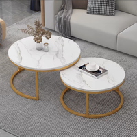 Table basse ronde moderne avec structure en métal, convertible, faite à la main, meubles de salon
