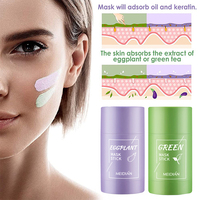 Masque nettoyant pour le visage au thé vert, masque en bâtonnet pour les pores, soin de la peau, argile purifiante, masque en bâtonnet à l'aubergine, beauté, marque privée originale
