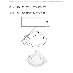 Vasca Idromassaggio Angolare per Villa 150cm con Doppi Cuscini Bianchi, Prezzo all'Ingrosso Diretto dalla Fabbrica, Acrilico, Idromassaggio, OEM, Lusso - Product Image 3
