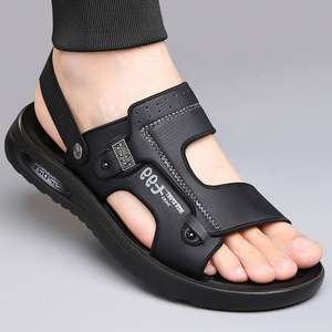 Sandalias Planas para Hombre, Punta Abierta, Suela de Goma, Entresuela de EVA, Parte Superior de Cuero Genuino, Cómodas, Antideslizantes, Casuales, para Todas las Temporadas, con Estampado de Leopardo - Product Image 4
