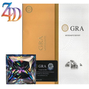 GRA Moissanite Princess Cut Loose Stone Rainbow Purple Synthetic Gemstone For Jewelry Making - Product Image 1