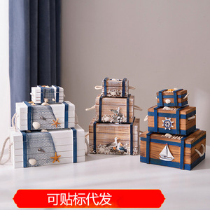 Mediterranean Style Wooden <b>Storage</b> <b>Box</b> Set 3-Piece Jewelry <b>Box</b> Rectangular Pine <b>Material</b> Bedroom Decorative <b>Storage</b> - Product Image 5