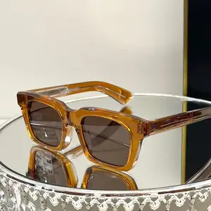 Logo personalizzato retrò uomini donne OEM & ODM Vintage acetato occhiali da sole quadrati TAC polarizzati occhiali da sole Unisex 2024