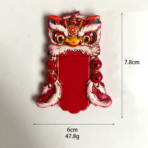 Imán de Resina para Refrigerador con Diseño de Danza del León, 7.8cm X 6cm, Decoración Magnética, Regalo para el Hogar y Viajes - Product Image 1