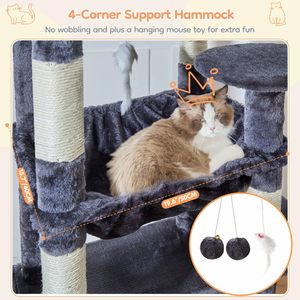 Cat Tree <b>Tower</b> Condo <b>Play</b> House Cat Scratcher Furniture Flannel Hemp Rope Funny Design Easy Assembly - Product Image 6