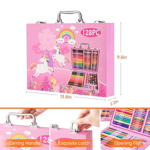 128PC Unicorn Trẻ Em Sơn Văn Phòng Phẩm Thiết Lập Vẽ Nguồn Cung Cấp Nghệ Thuật Vẽ Bộ Nghệ Thuật Cho Trẻ Em - Product Image 4