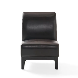 Fauteuil d'appoint moderne luxueux en cuir marron, 1 pièce, avec coussin durable et dossier, structure en bois massif, confortable pour la maison et le bureau - Product Image 4