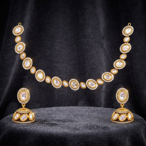 Kundan Short Necklace 187727 White Zinc Alloy Elegant <b>Wedding</b> <b>Accessory</b> - Product Image 2