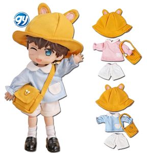 أزرق فاتح وردي Ob11 ملابس أطفال قميص + بنطال + قبعة + حقيبة دب أرنب بدلة روضة أطفال مولي ملابس أطفال GSC جسم 12 BJD إكسسوار - Product Image 1