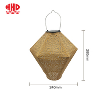 Lanterne suspendue HKH Solar Tyvek D24XH28CM, étanche, pour salon, mariage, fête, décoration, motif découpé au laser, forme diamant