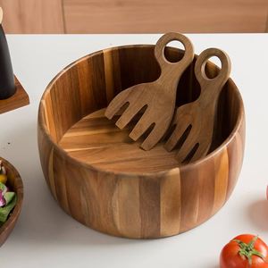 Ensemble de saladiers en bois mélangeurs en émail transparent vaisselle en bois maison et outil de cuisine ustensile bol en bois pour mélanger et servir un plat - Product Image 3