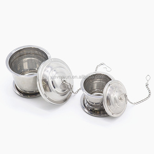 Boule d'infuseur de feuille de passoire de thé lâche d'acier inoxydable avec le plateau de chaîne - Product Image 6