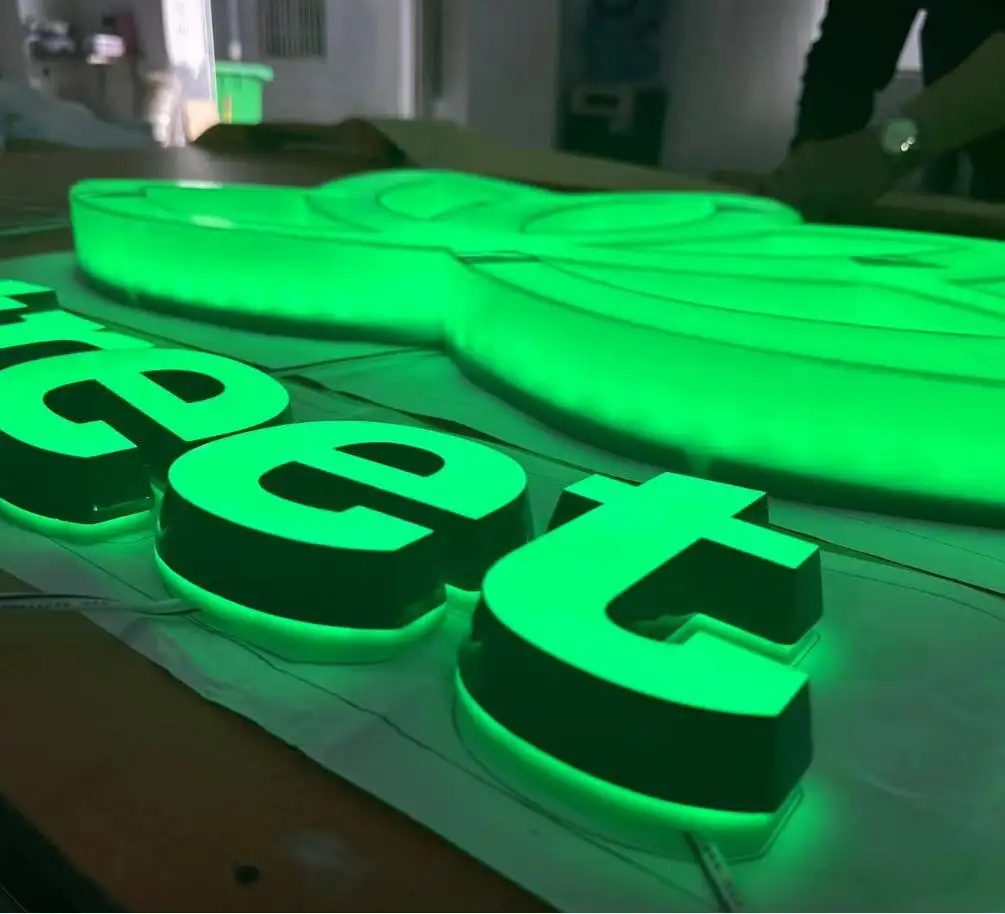 Kaliteli hiçbir adedi LED 3D mektuplar akrilik işaretleri açık kapalı dükkan iş dekorasyon için light up harfler