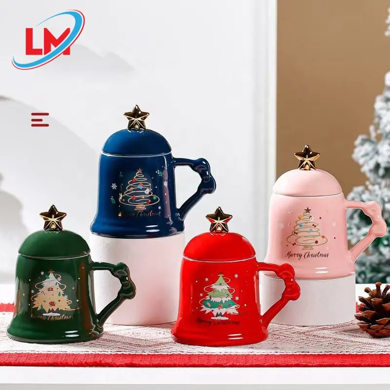 Nouvelles Idées de Produits Tasse d'Arbre de Noël à Eau de Grande Capacité avec Couvercle Tasse en Céramique Tasses de Noël pour Cadeaux pour la Maison