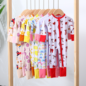 カスタムベビー服、竹繊維ロンパース、両開きジッパーボディスーツ、環境に優しい幼児服、0-24ヶ月 OEM/ODM - Product Image 1
