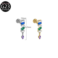 Boucles d'oreilles piercing en titane G23 avec zircon, clous d'oreille, bijoux de corps, anneau de lèvre, pour mariage, fiançailles, fête, tendance