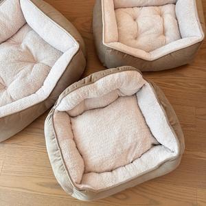 Sofá cama de felpa corta para mascotas, adecuado para perros pequeños y grandes, cálido en invierno, duradero, resistente a mordeduras, colchón - Product Image 3