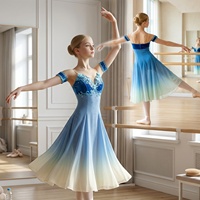 Robe de ballet romantique en mousseline ombrée pour filles R0405, avec broderie de paillettes, costume de scène pour ballet lyrique et contemporain