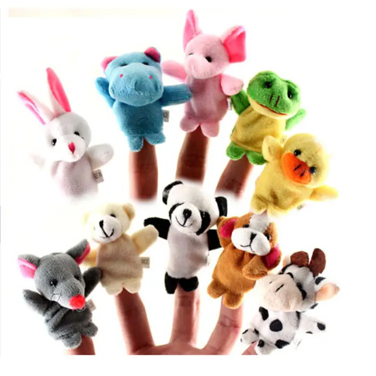 Wholesale 7 CM Double Layer With Feet Animal Soft Plush Toy Finger Hand Puppet With Feet For Kids