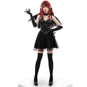 Costume d'ange déchu foncé de carnaval d'Halloween de femmes adultes déguisement avec des ailes Costumes d'ange démoniaque noir <span class=keywords><strong>sexy</strong></span> - Product Image 2