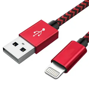 Tùy Chỉnh Mfi Chứng Nhận Màu Đỏ Bện USB A Để IOS 8 Pin Điện Dữ Liệu Có Thể Thu Vào Sạc Cáp Cho Iphone