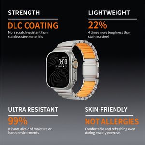 Correa de Reloj de Titanio Puro con Recubrimiento DLC para <span class=keywords><strong>Apple</strong></span> <span class=keywords><strong>Watch</strong></span> Ultra 3 2 Series 11 10 9 46mm 49mm, Correa con Acabado Arenado para Hombre - Product Image 3