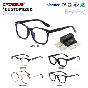 Kacamata Baca Bingkai Kotak Klasik Ringan UV400 Unisex Logo Kustom Anti Cahaya Biru - Product Image 1