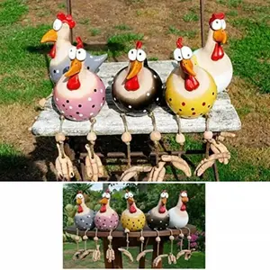 Patung hewan Dekorasi halaman belakang taman, aksesori kerajinan Resin mata besar ayam patung taman luar ruangan