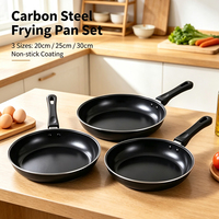 Set Peralatan Masak Besi Cor 30cm Sartenes Wajan Anti Lengket Baja Karbon Panci Skillets Pfanne Set Wajan