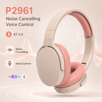 Casque sans fil P2961 à réduction de bruit 5.0, étanche IPX6, commande vocale, ajustement personnalisé, faible latence pour la musique des enfants