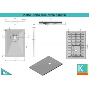 Receveur de douche Kamalu moderne 70x100 effet pierre anthracite noir, résine acrylique imperméable pour hôtel et résidence - Product Image 2