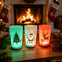 Neue Halloween- und Weihnachts-Leuchtbecher mit Batteriebetrieb, Farbwechselnde LED-Becher für Feiertagsdekoration und Geschenke