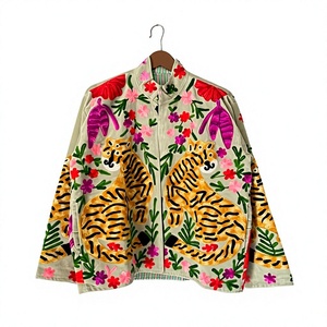 Wholesale <b>Velvet</b> Suzani Long <b>Coat</b> Hand Embroidered Boho Duster Jacket <b>Women</b> Vintage Kimono Outerwear Custom Factory - Product Image 1