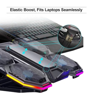 Smonama F32 Tec bán dẫn Cooler có thể điều chỉnh có thể gập lại chơi game RGB bốn Turbo người hâm mộ máy tính xách tay làm mát pad với người giữ điện thoại - Product Image 4