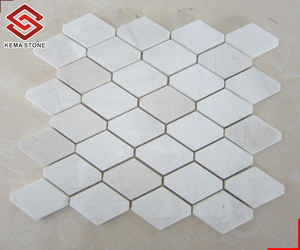 Rombo Mosaico di Piastrelle di Pietra di Marmo Mesh Backed Disegni per <span class=keywords><strong>Pavimento</strong></span> Del Bagno - Product Image 1