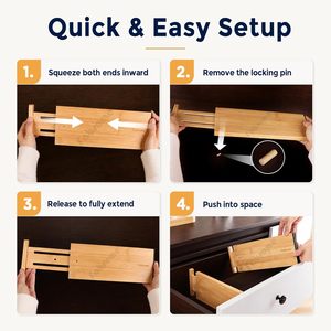 <b>6</b> Pack Wooden Separators Dresser <b>Drawer</b> Organizers Bamboo <b>Drawer</b> Dividers with Soft Foam Ends for Clothing Baby Clothes - Product Image 6