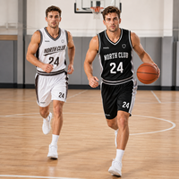 Conjunto de Uniforme de Baloncesto Personalizado, Camiseta y Pantalones Cortos con Cuello en V, Uniforme de Baloncesto Transpirable de Malla, Ropa Deportiva OEM para Equipos de Baloncesto